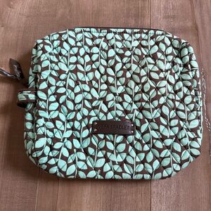 Vera Bradley Large Cosmetic Bag Mint Leaf Lined Makeup Travel Pouch Make Up